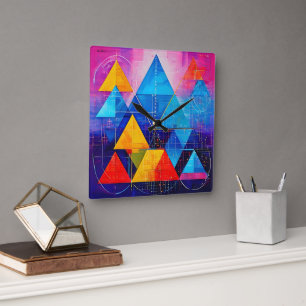 Geometric Symbols Abstract #10 Square Wall Clock