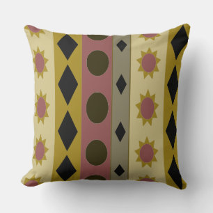 Geometric Symbols Stripes on Custom Colour Throw Pillow