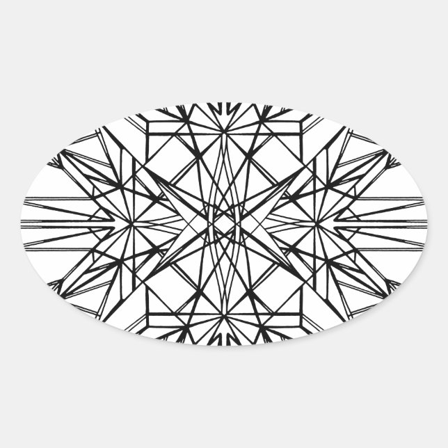 geometric symmetry oval sticker (Front)