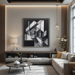 Geometric Symphony Canvas Print<br><div class="desc">Elevate your decor with this black and white geometric art. Interconnected shapes create depth and sophistication. Ideal for modern and minimalist environments that value timeless elegance and bold design.</div>