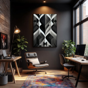 Geometric Symphony in Black and White Canvas Print