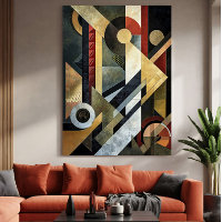 Geometric Symphony in Terracotta and Black 
