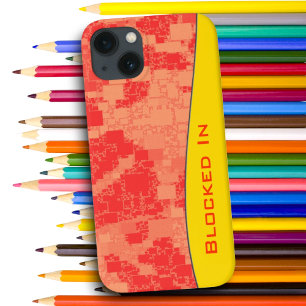 Geometric Tangerine Block Pattern Personalized iPhone 13 Case