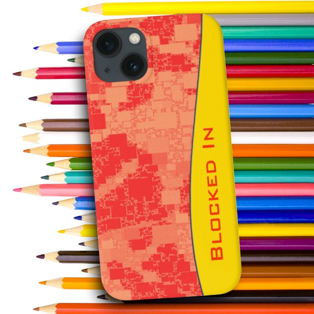 Geometric Tangerine  Block Pattern Personalized Case-Mate iPhone Case (back iPhone cover ready to personalize or remove text)