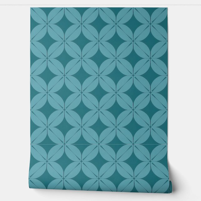 Geometric Teal and Blue Pattern Wallpaper (Unrolling)