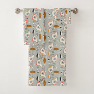 Geometric Teal & Blue Pattern Bath Towel Set