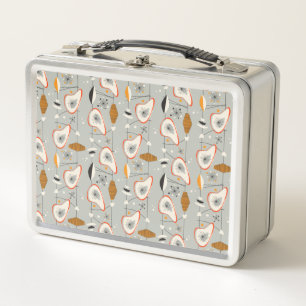 Geometric Teal & Blue Pattern Metal Lunch Box