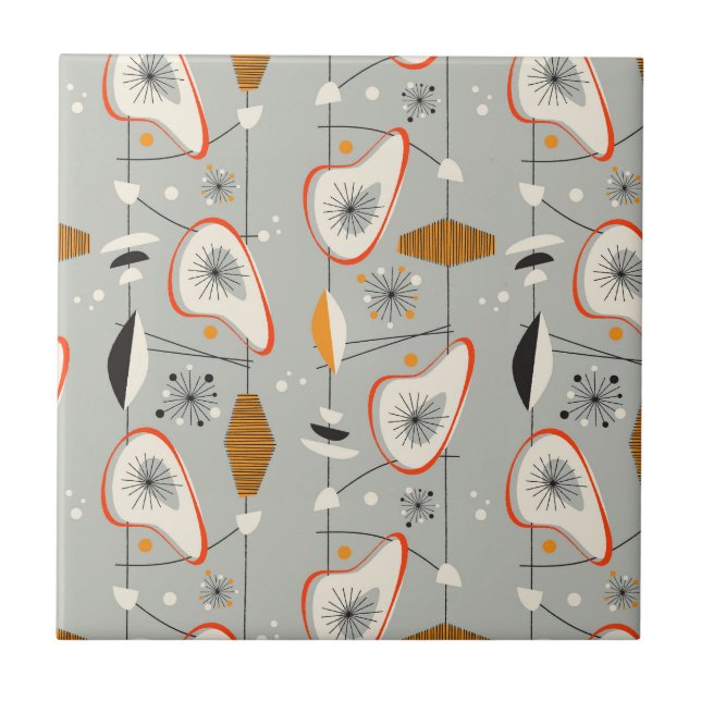 Geometric Teal & Blue Pattern Tile (Front)