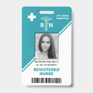 Geometric teal blue triangles Registered nurse RN Badge