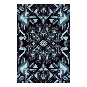 Geometric Tech Grid: Cybernetic Blueprint MK-1207 Poster