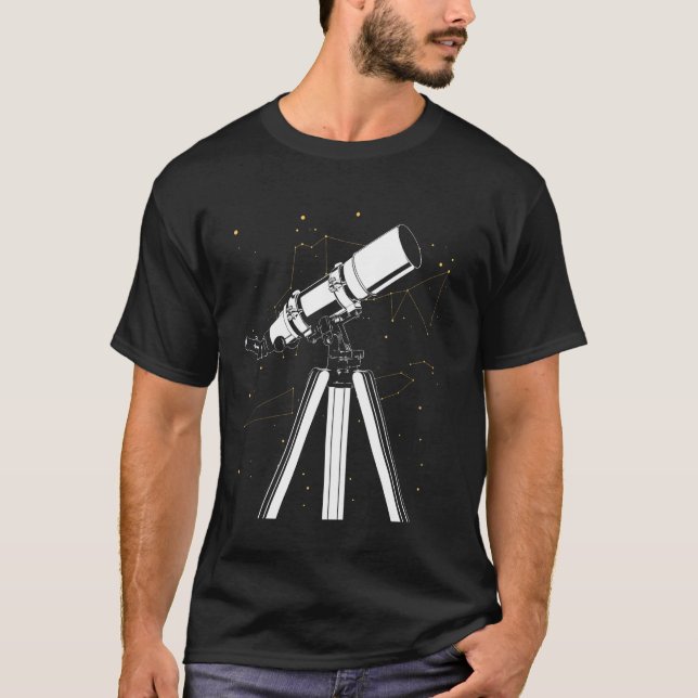 Geometric Telescope & Constellation Space T-Shirt (Front)
