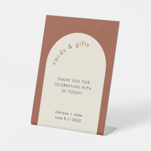 Geometric Terracotta Arch Wedding Gift Cards Pedestal Sign
