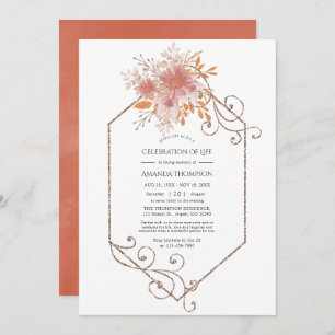Geometric Terracotta Celebration of Life Invitation