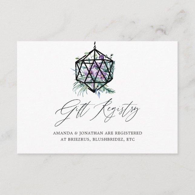 Geometric Terrarium Floral Wedding Gift Registry Enclosure Card (Front)