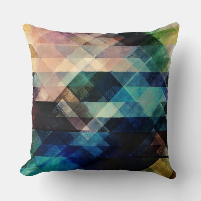 Geometric Textural Colorations Throw Pillow (Front)