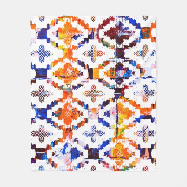 Geometric texture pattern with watercolor effectab fleece blanket (Front)