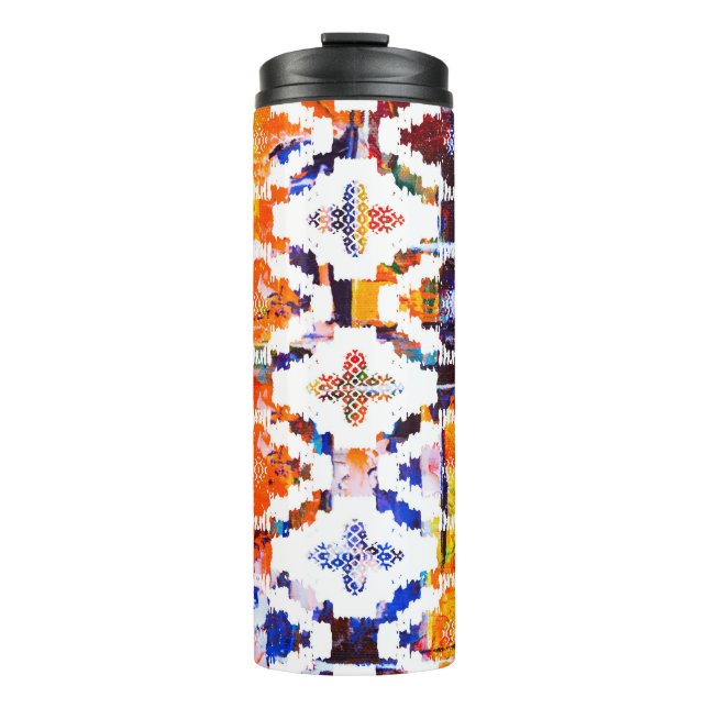 Geometric texture pattern with watercolor effectab thermal tumbler (Front)