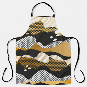 Geometric textured abstract waves in metal gold an apron