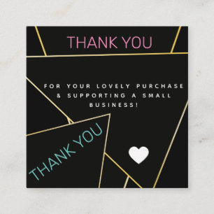 Geometric Thank You Heart Boutique Beauty Shop  Square Business Card