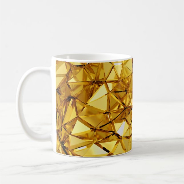 Geometric Three-Dimensional Gold Metal Coffee Mug (Left)
