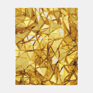Geometric Three-Dimensional Gold Metal Fleece Blanket