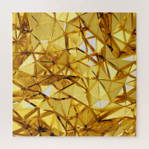 Geometric Three-Dimensional Gold Metal Jigsaw Puzzle
