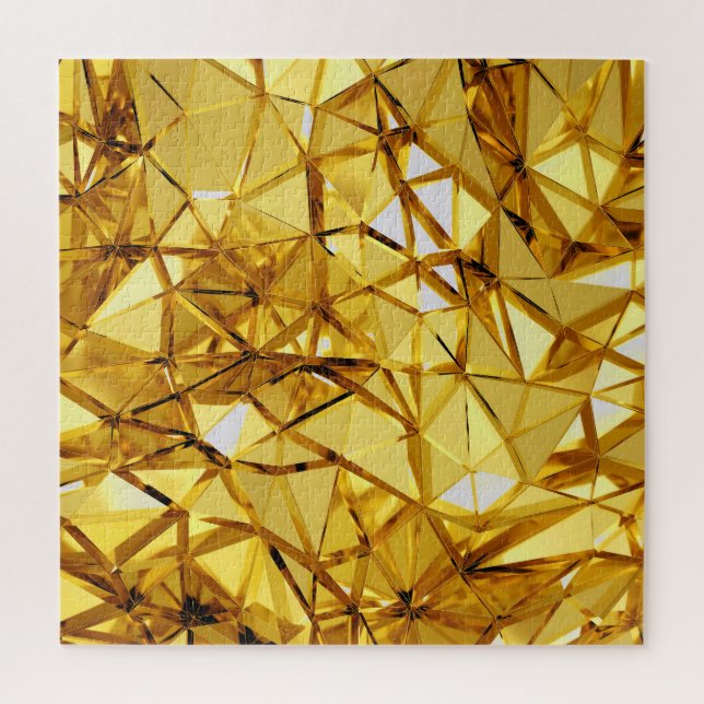 Geometric Three-Dimensional Gold Metal Jigsaw Puzzle (Vertical)