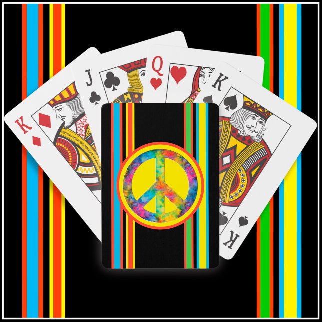 [Geometric Tie-Dye] Stripes with Peace Sign Playing Cards (You can change ALL of the colors in this design and move or re-size the elements.)