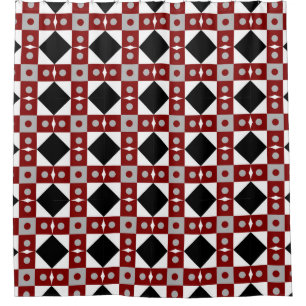 Geometric tile in Red,  Black and white colorsabst