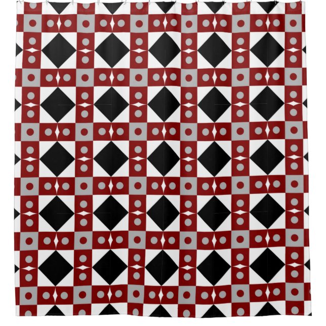 Geometric tile in Red,  Black and white colorsabst (Front)