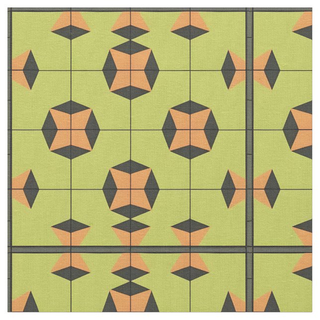 Geometric Tile Pattern with Bright Colours Fabric (Close Up)