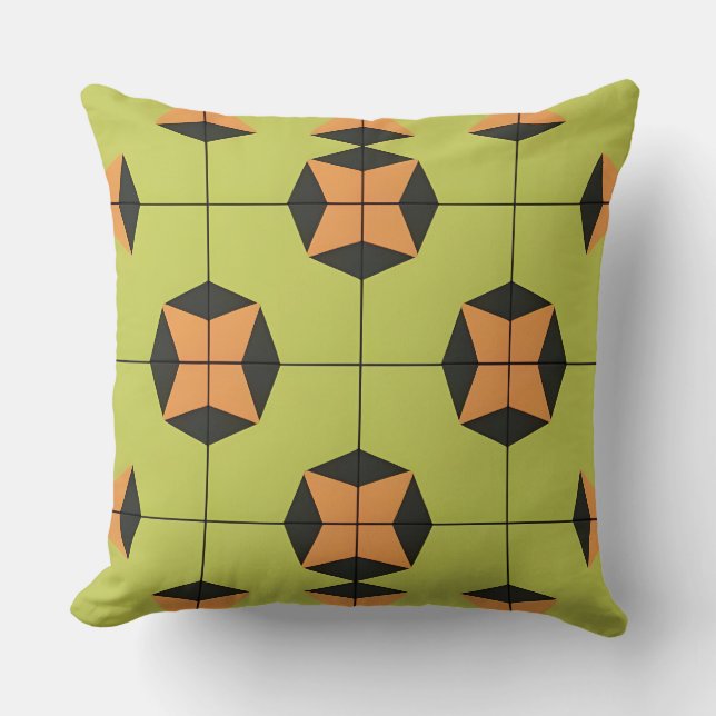 Geometric Tile Pattern with Bright Colours Throw Pillow (Front)
