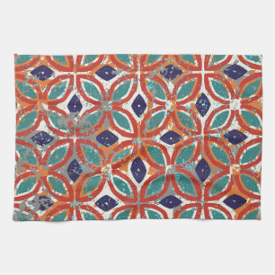 Geometric tiles: ethnic vintage background. kitchen towel