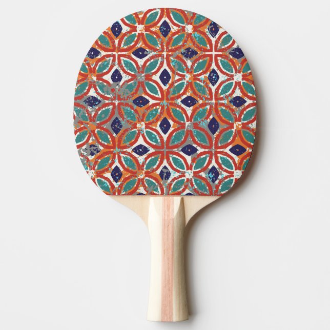 Geometric tiles: ethnic vintage background. ping pong paddle (Front)
