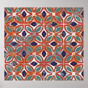 Geometric tiles: ethnic vintage background. poster
