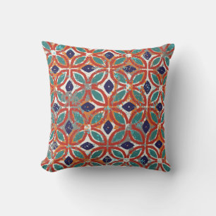 Geometric tiles: ethnic vintage background. throw pillow