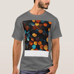 Geometric Timber Crystalline Hexagons in Amber and T-Shirt