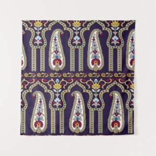 Geometric traditional paisley pattern with border tapestry