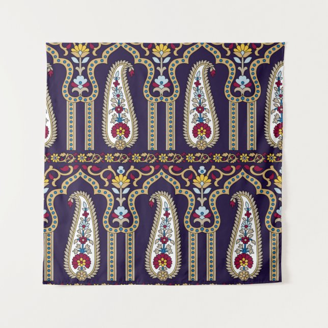 Geometric traditional paisley pattern with border  tapestry (Front)