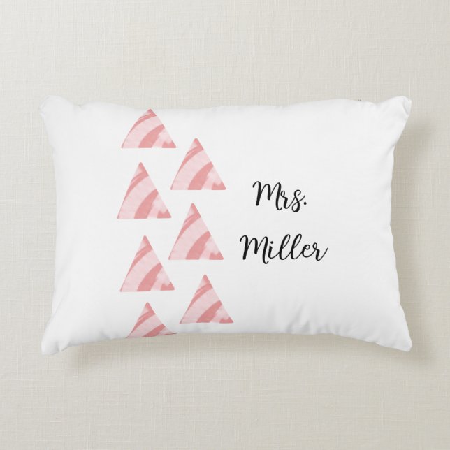 Geometric Triangels And Name Accent Pillow (Front)