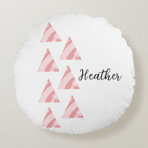Geometric Triangels And Name Round Pillow
