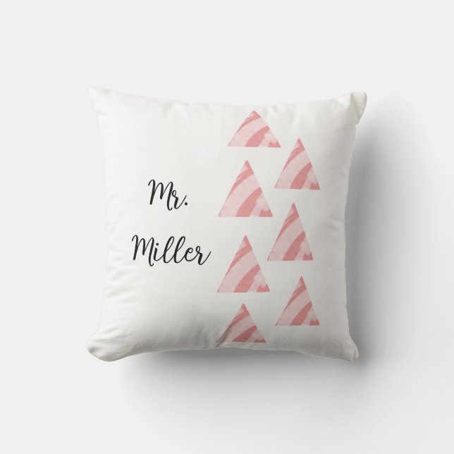 Geometric Triangels And Name Throw Pillow (Front)