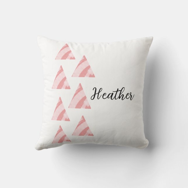 Geometric Triangels And Name Throw Pillow (Back)