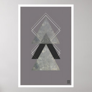Geometric Triangle Art Print Dark Grey