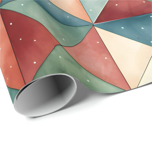 Geometric Triangle Christmas  Wrapping Paper (Roll Corner)