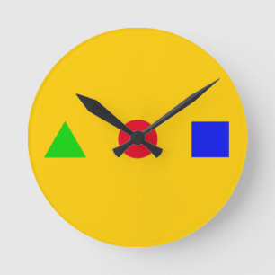 geometric - triangle, circle and square round clock