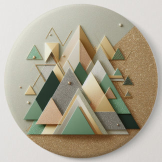 Geometric Triangle Glitter Abstract Polygonal 6 Inch Round Button