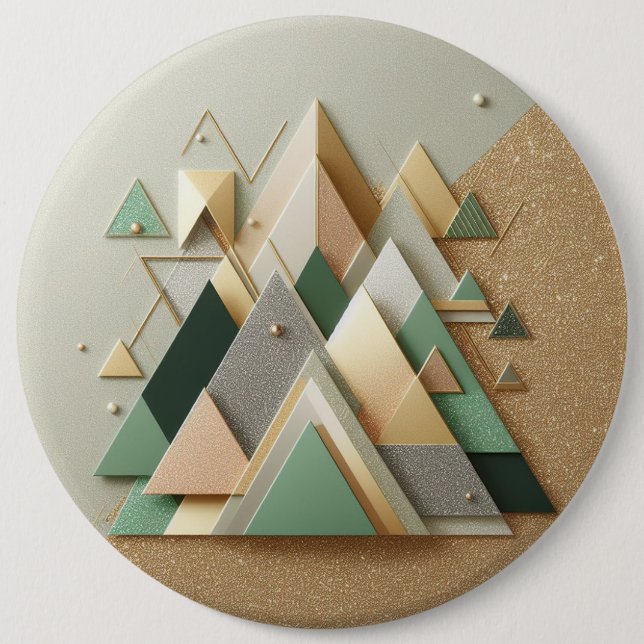 Geometric Triangle Glitter Abstract Polygonal 6 Inch Round Button (Front)