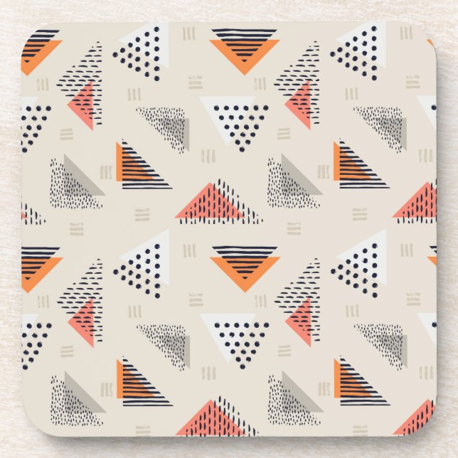 Geometric Triangle Hand Drawn Pattern Coaster (Front)