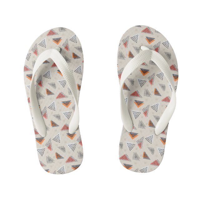 Geometric Triangle Hand Drawn Pattern Kid's Flip Flops (Footbed)